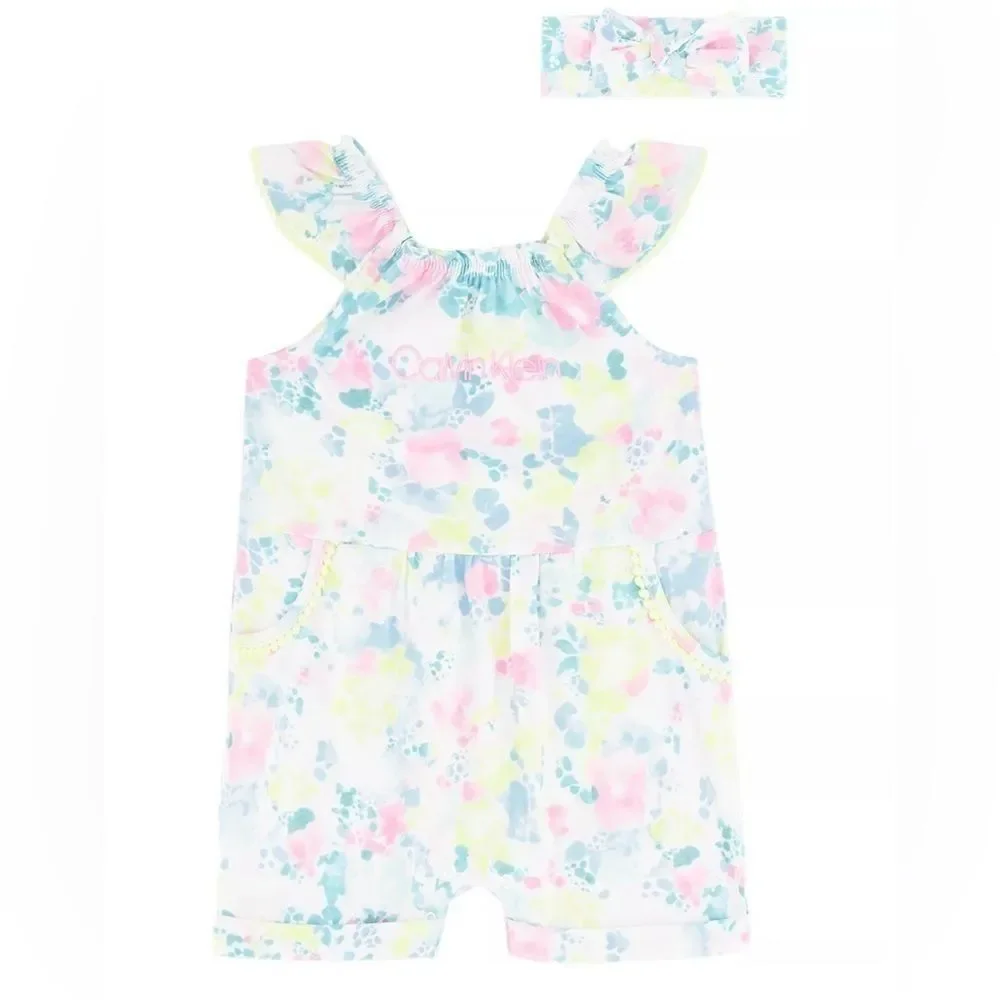 Calvin Klein Baby Tie-Die Romper Set